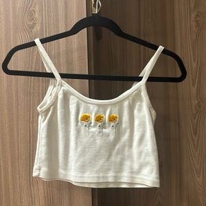 Brandy Melville white tank top with flowers